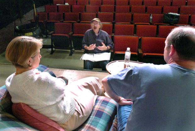 Marty Nemko guiding actors in rehearsal for the Chanticleers' production of "Same Time, Next Year."