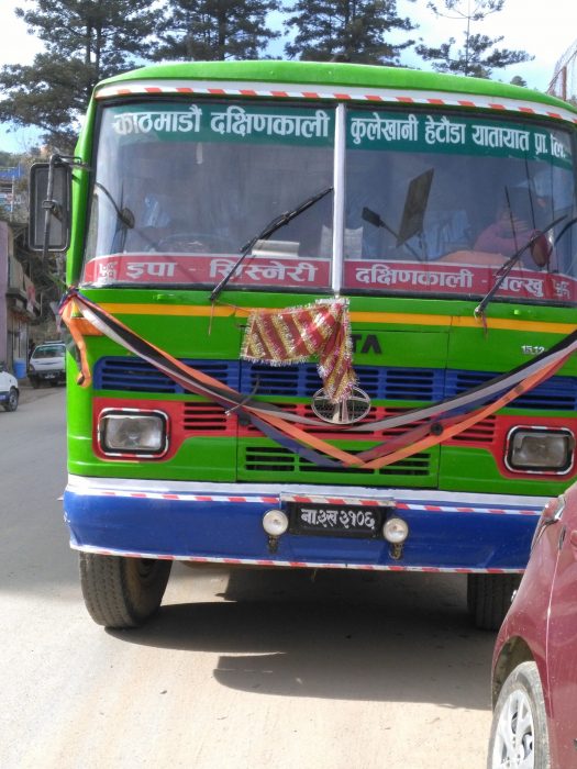 One of the buses Fong rode from the monastery to Kathmandu, Nepal's capital and largest city.