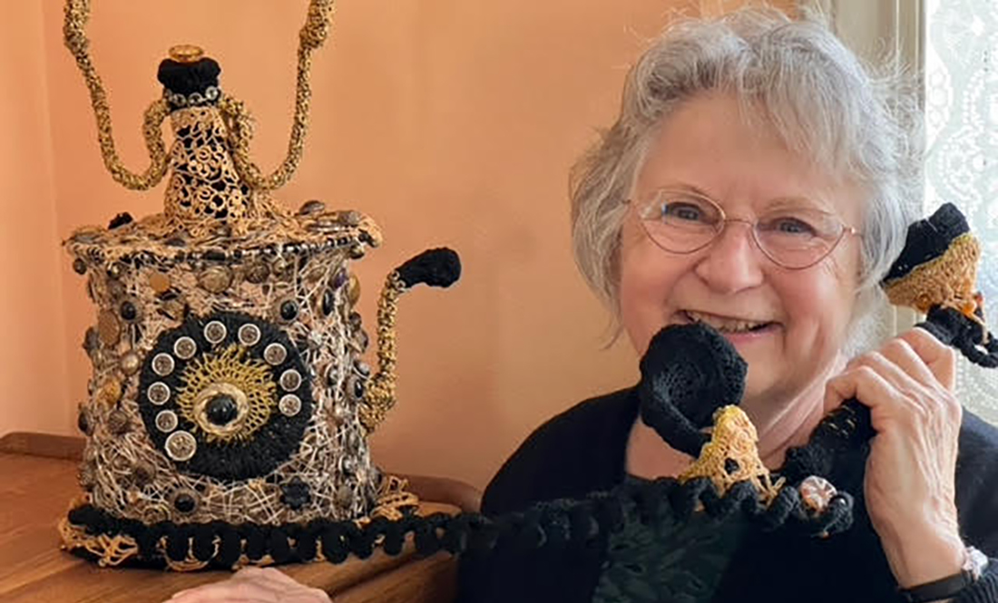 Buttons, strings and fabric scraps: Artist creates intricate designs and portraits from bits and pieces