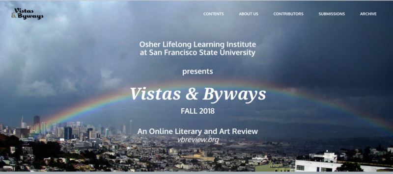 Home page of Vistas & Byways literary periodical.